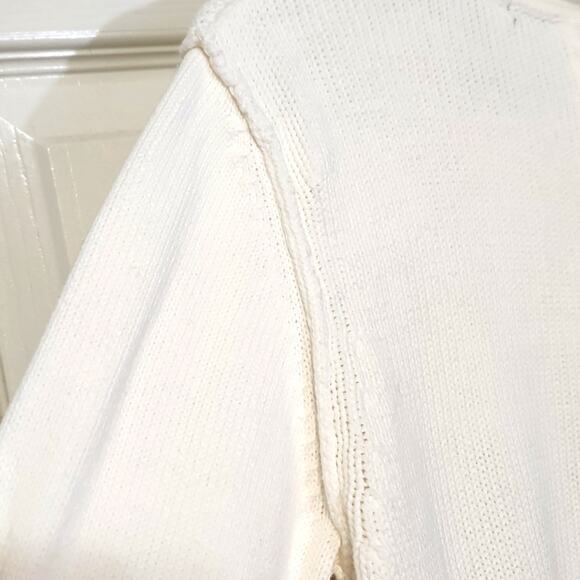 Katherine Barclay Women's Ivory Asymmetrical Long Sleeve Button Sweater Size Med - Picture 5 of 10